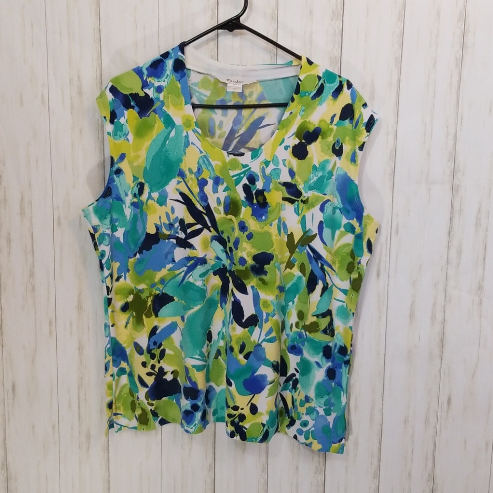 Tanjay multicolored sleeveless plus size blouse 2x